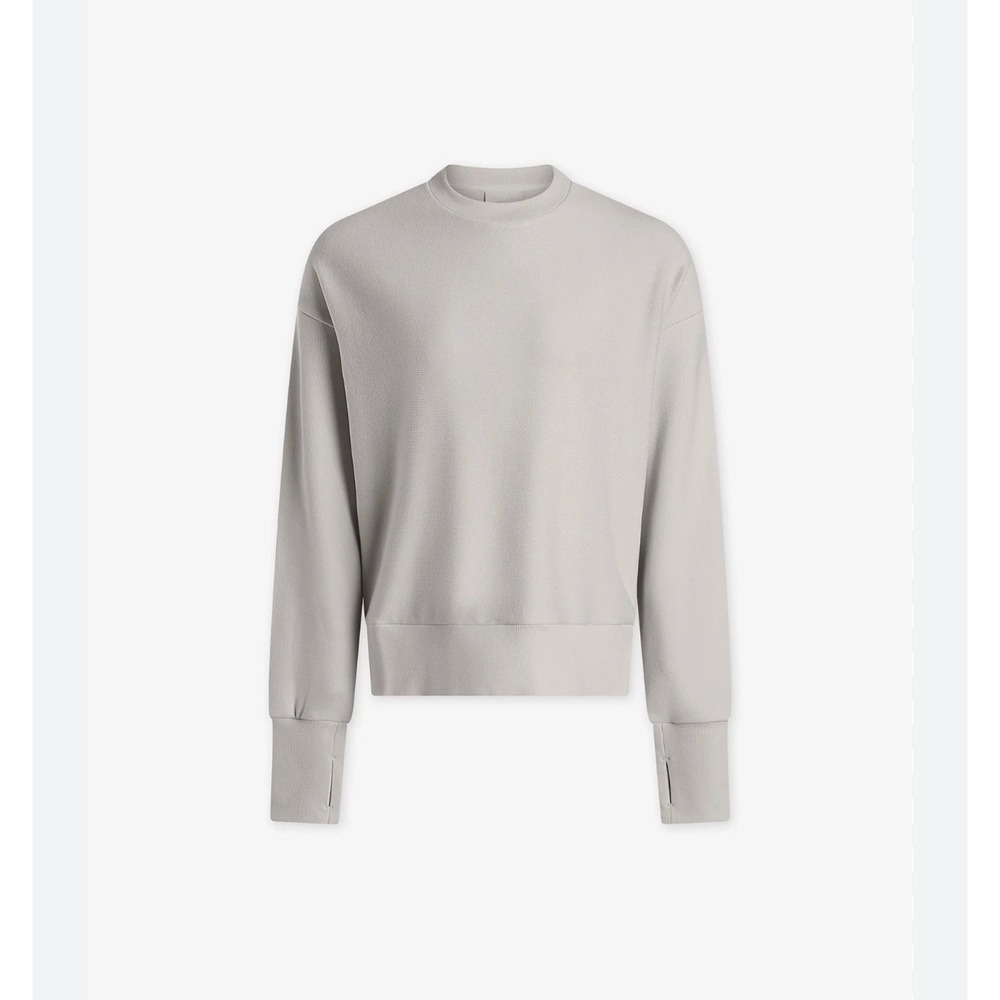 Varley Horton Side Zip Active Sweatshirt Oversized XS Ivory Cream Ribbed Flawed